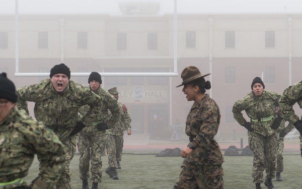 200320-N-TE695-0011 NEWPORT, R.I. (March 20, 2020) Navy Officer Candidate School conducts class earns their Junior Officer Candidate pin