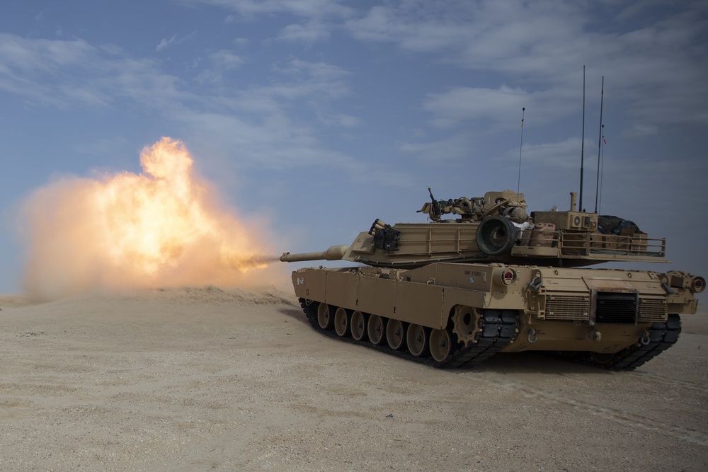 U.S. Marines Conduct Live-Fire Training with M1A1 Abrams Tanks