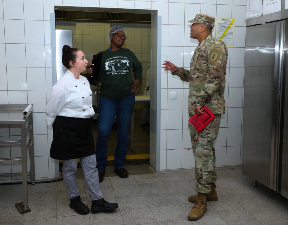1st Infantry Division Forward CSM performs COVID-19 inspections