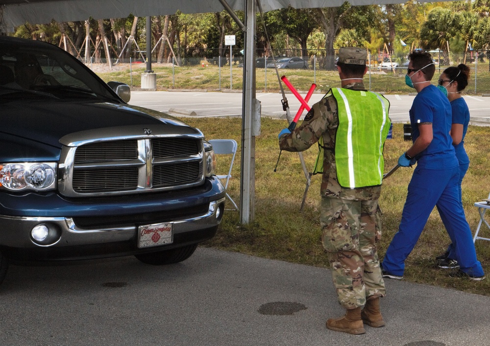 Florida National Guard Soldiers Provide Translation Support at South Florida COVID-19 Screening Site
