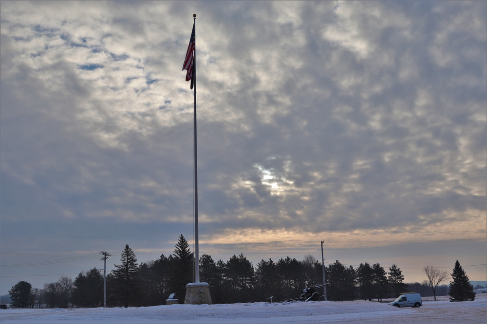 American flag and Fort McCoy