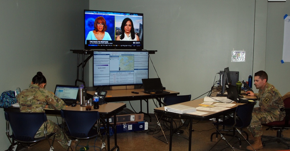 Soldiers and Airmen man joint operations center