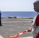 Sailors take part in flight deck fire fighting drills