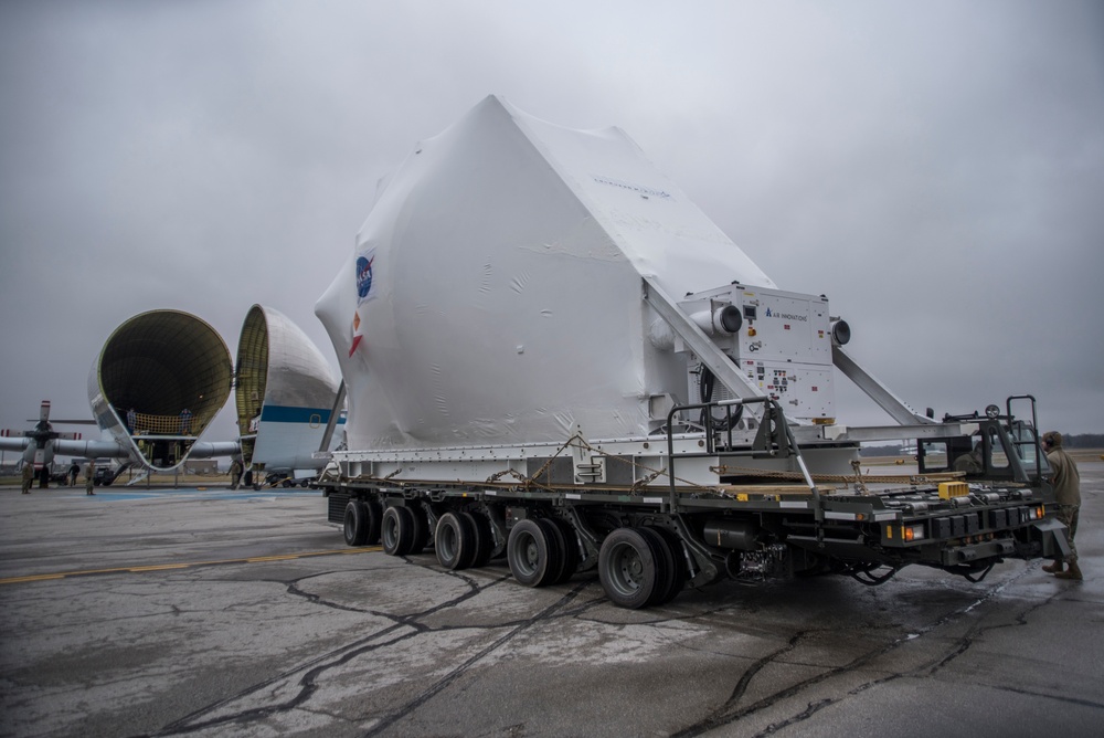 Orion boards NASA Super Guppy in Mansfield