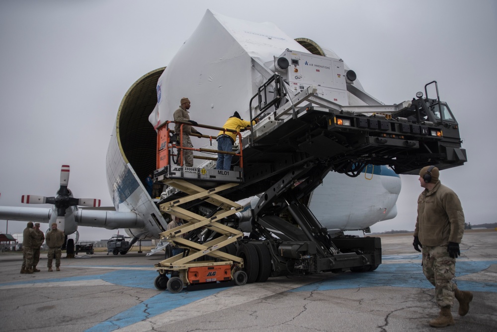 Orion boards NASA Super Guppy in Mansfield