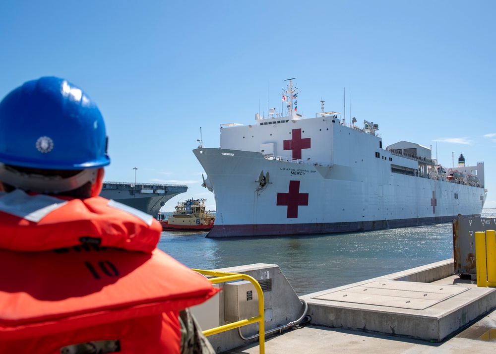 Hospital Ship USNS Mercy (T-AH 19) Departs San Diego