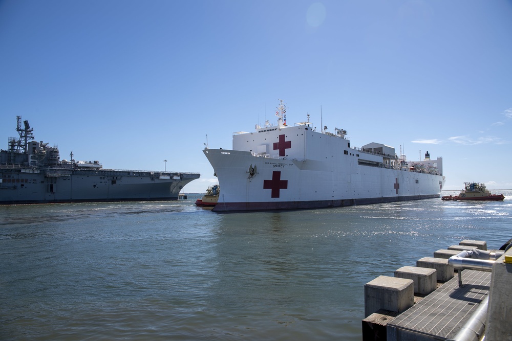 Hospital Ship USNS Mercy (T-AH 19) Departs San Diego