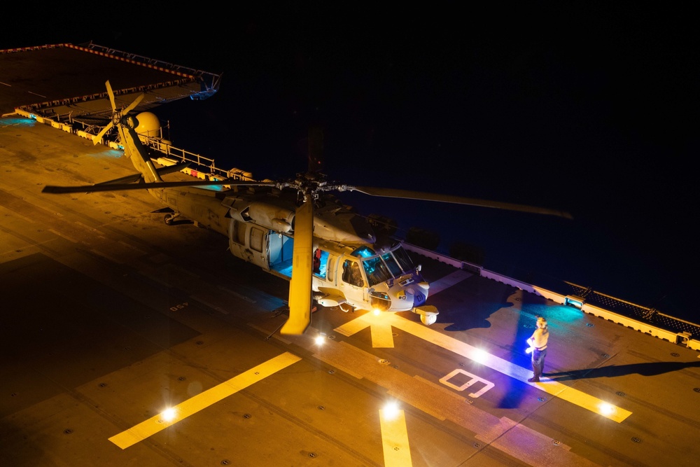 USS America (LHA 6) conducts flight operations