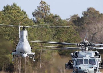 MH-60S and MQ-8B conduct hover checks