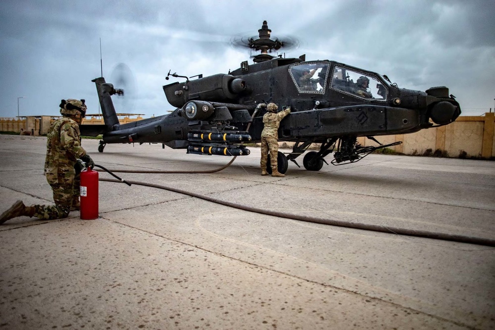 Soldiers conduct refueling operations at K1 Air Base