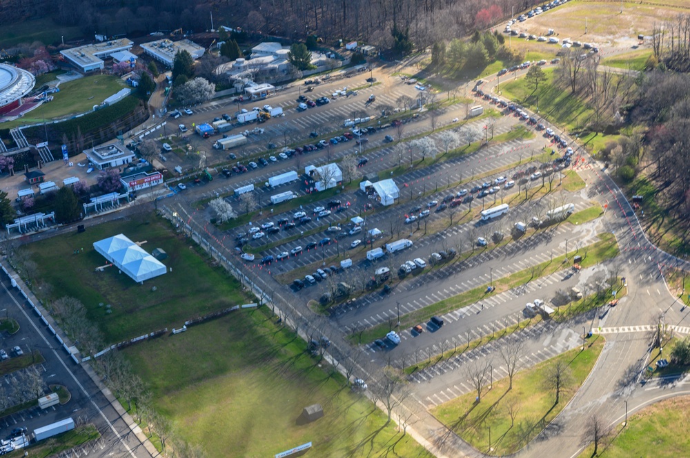 Aerial views of COVID-19 drive-thru test sites