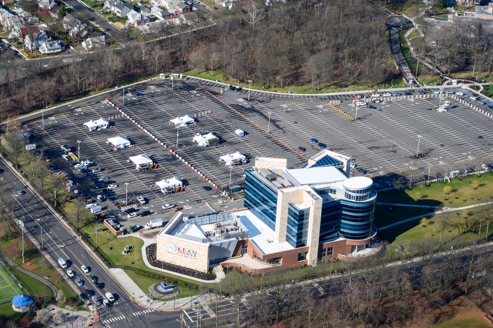 Aerial views of COVID-19 drive-thru test sites