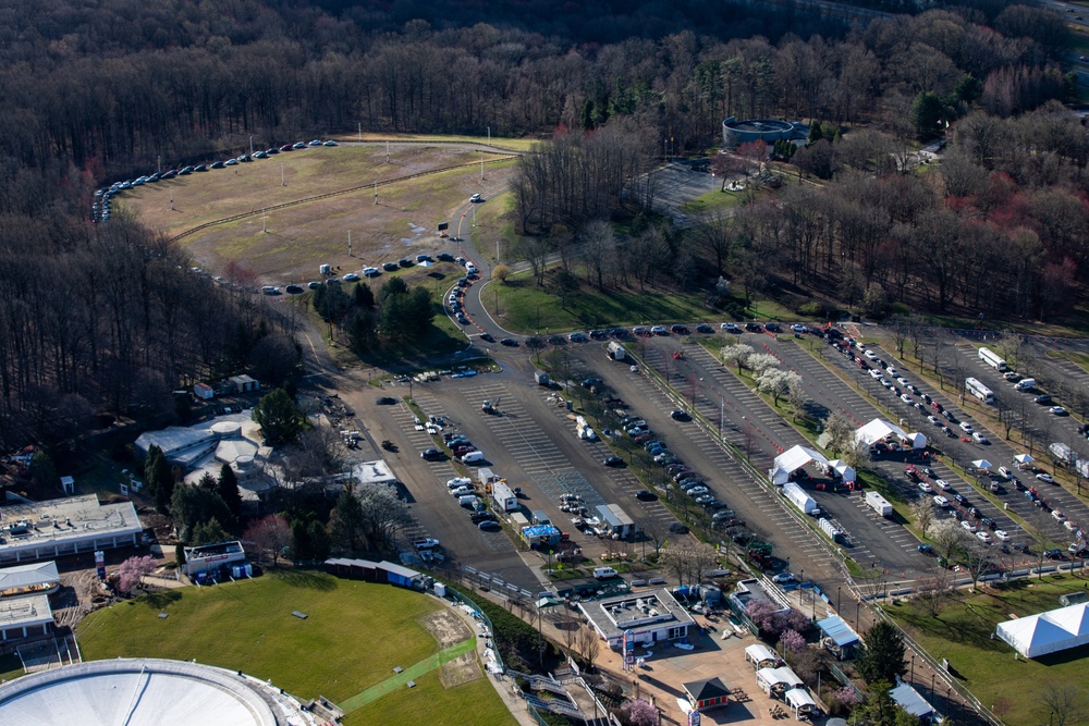 Aerial views of COVID-19 drive-thru test sites