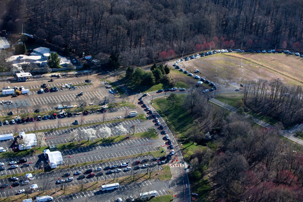 Aerial views of COVID-19 drive-thru test sites