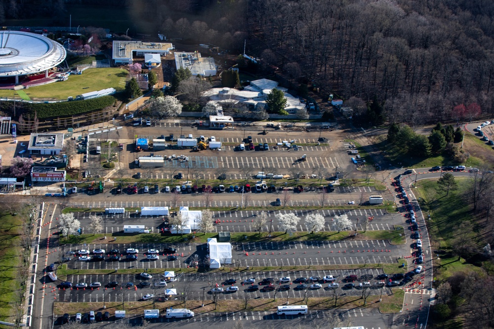 Aerial views of COVID-19 drive-thru test sites