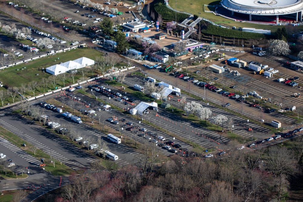 Aerial views of COVID-19 drive-thru test sites