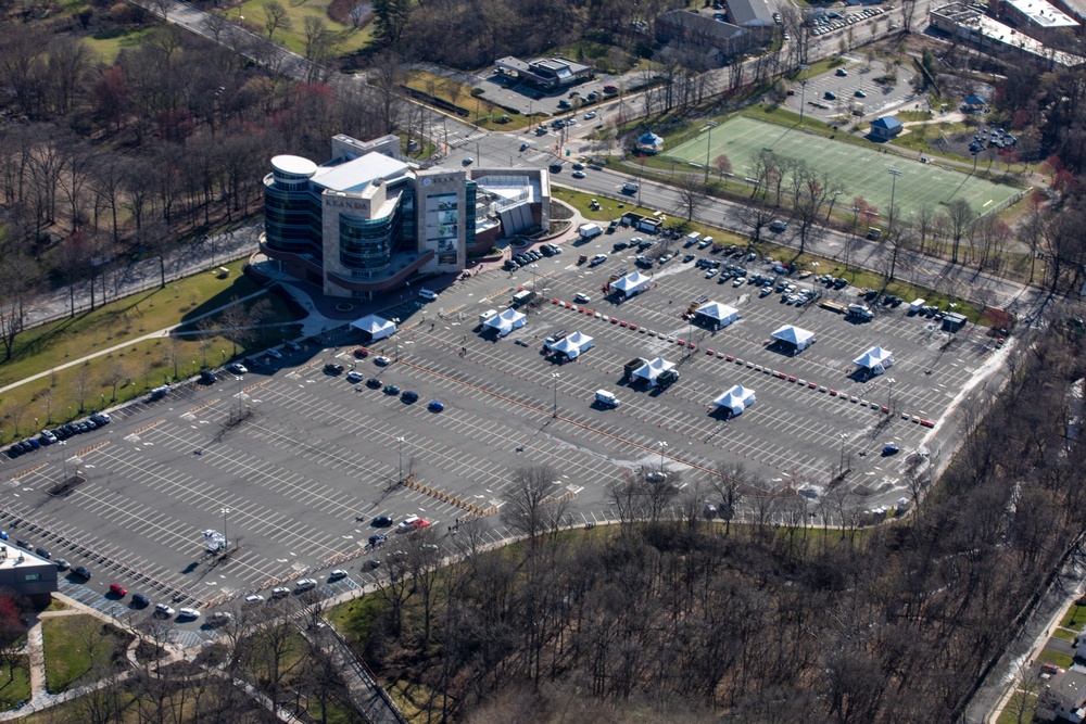 Aerial views of COVID-19 drive-thru test sites