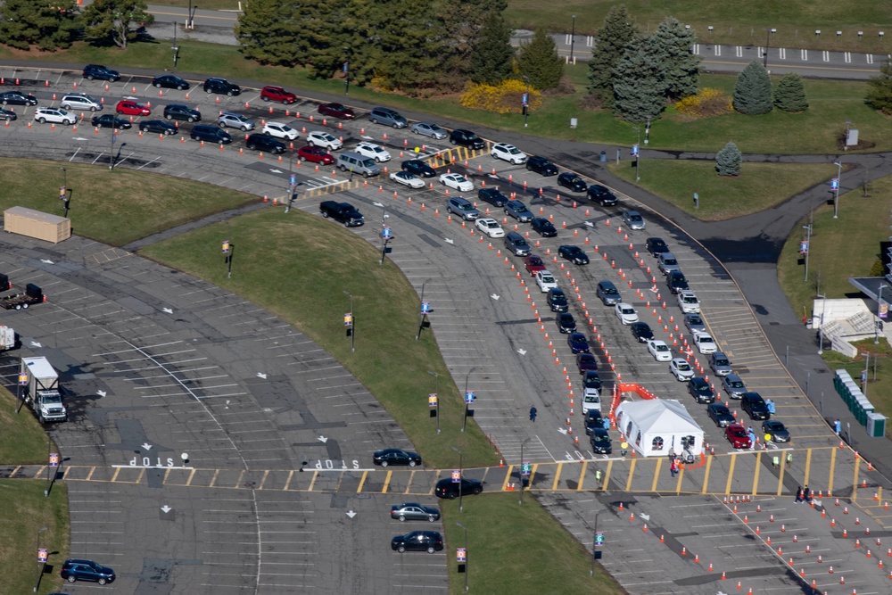 Aerial views of COVID-19 drive-thru test sites