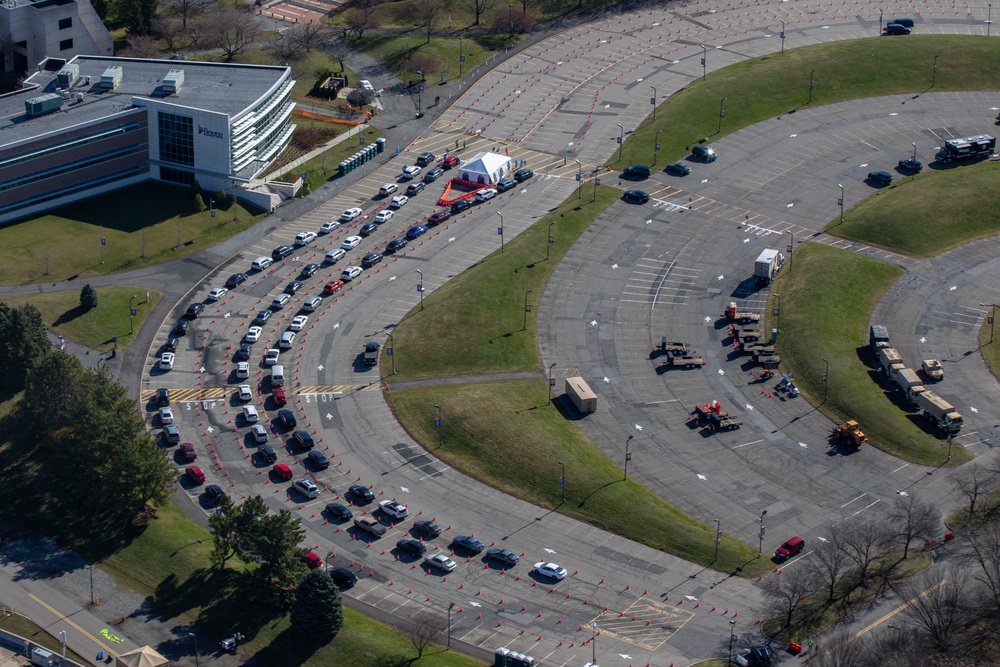 Aerial views of COVID-19 drive-thru test sites