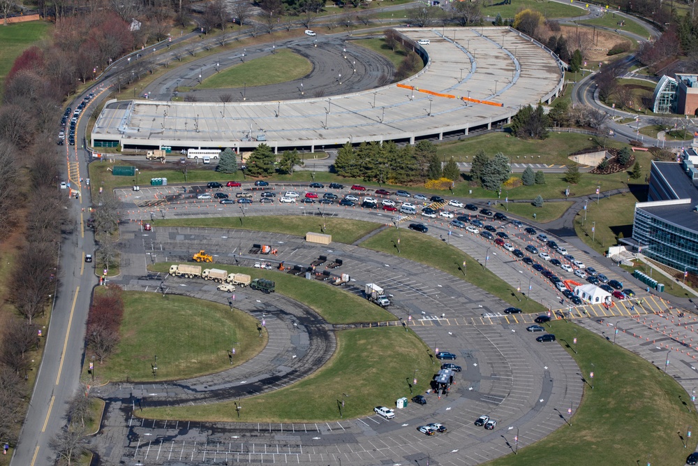 Aerial views of COVID-19 drive-thru test sites