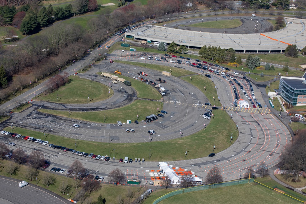Aerial views of COVID-19 drive-thru test sites