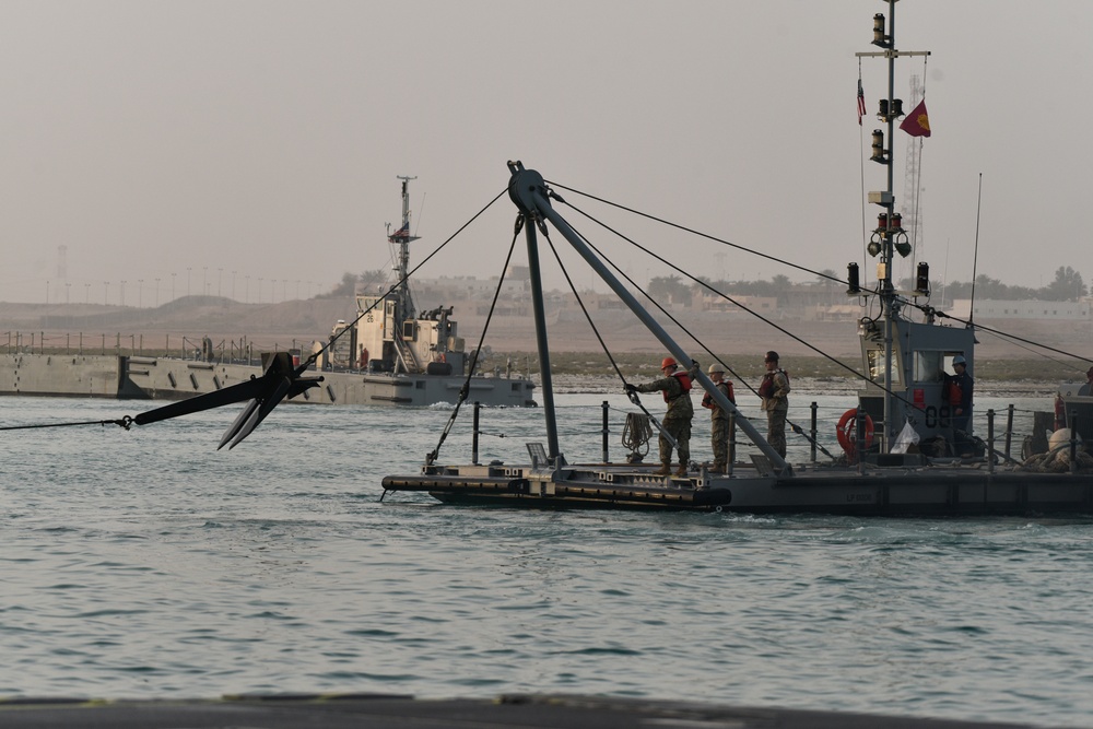 U.S. Army Watercraft Setting the Causeway Anchors.