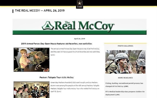 Fort McCoy’s online publication earns first place AMC award