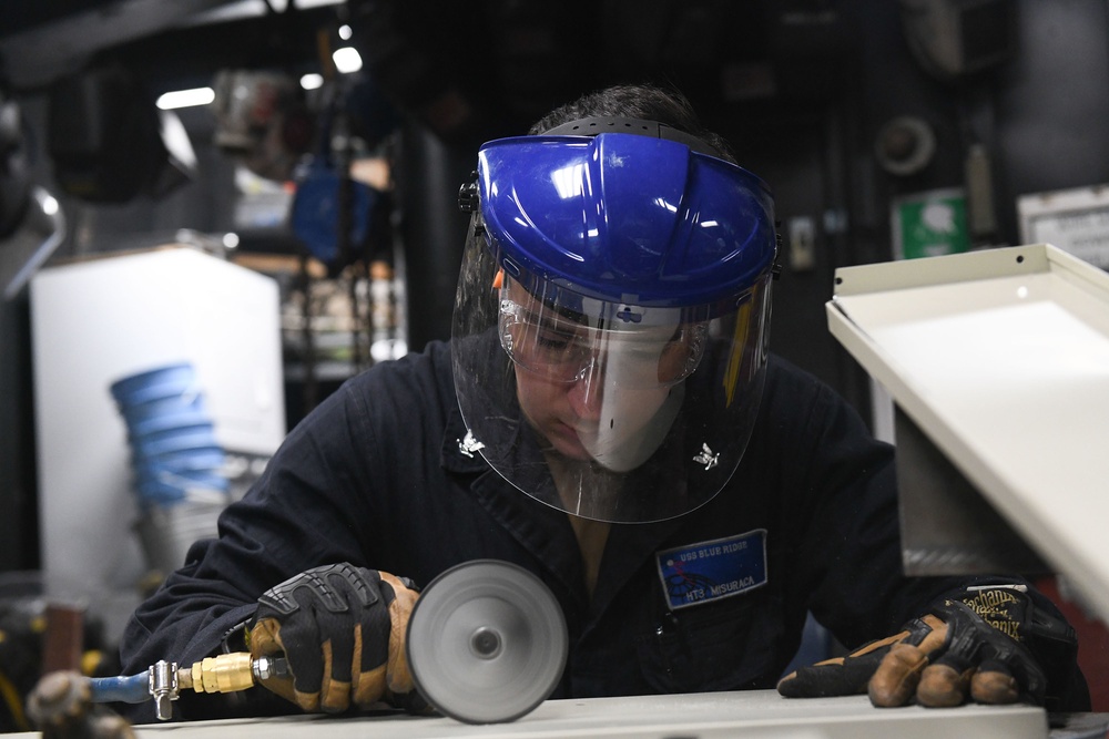 Metalwork on USS Blue Ridge