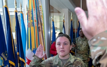 1st Lt. Lauren Kirkland reaffirms her oath