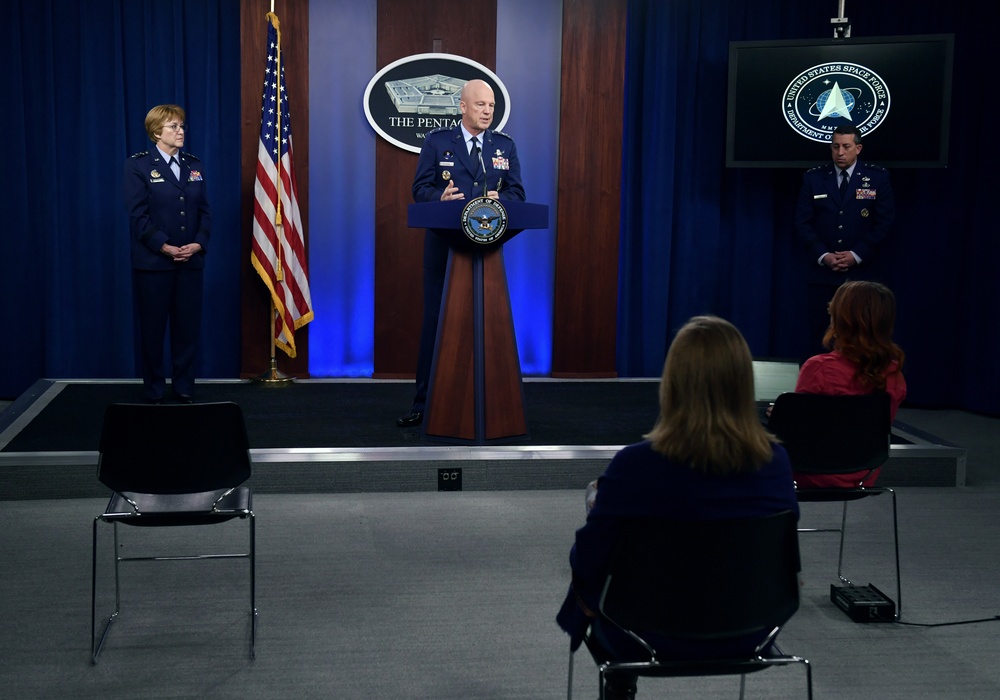 U.S. Space Force Chief of Space Operations Gen. John W. Raymond conducts COVID-19 press briefing