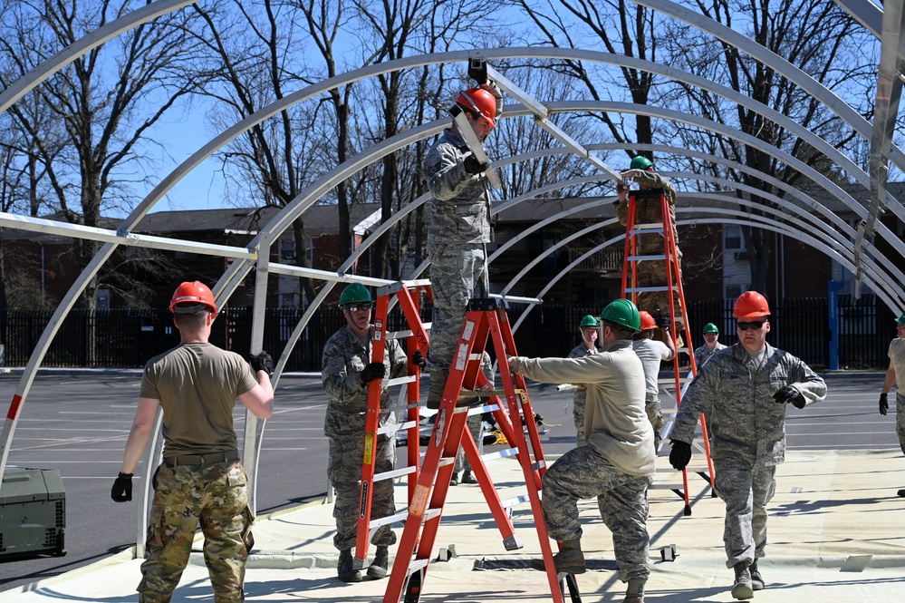 103rd Air Control Squadron builds COVID-19 testing tent