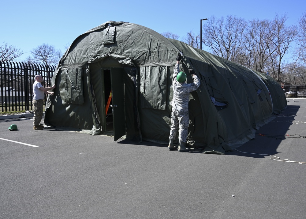 103rd Air Control Squadron builds COVID-19 testing tent