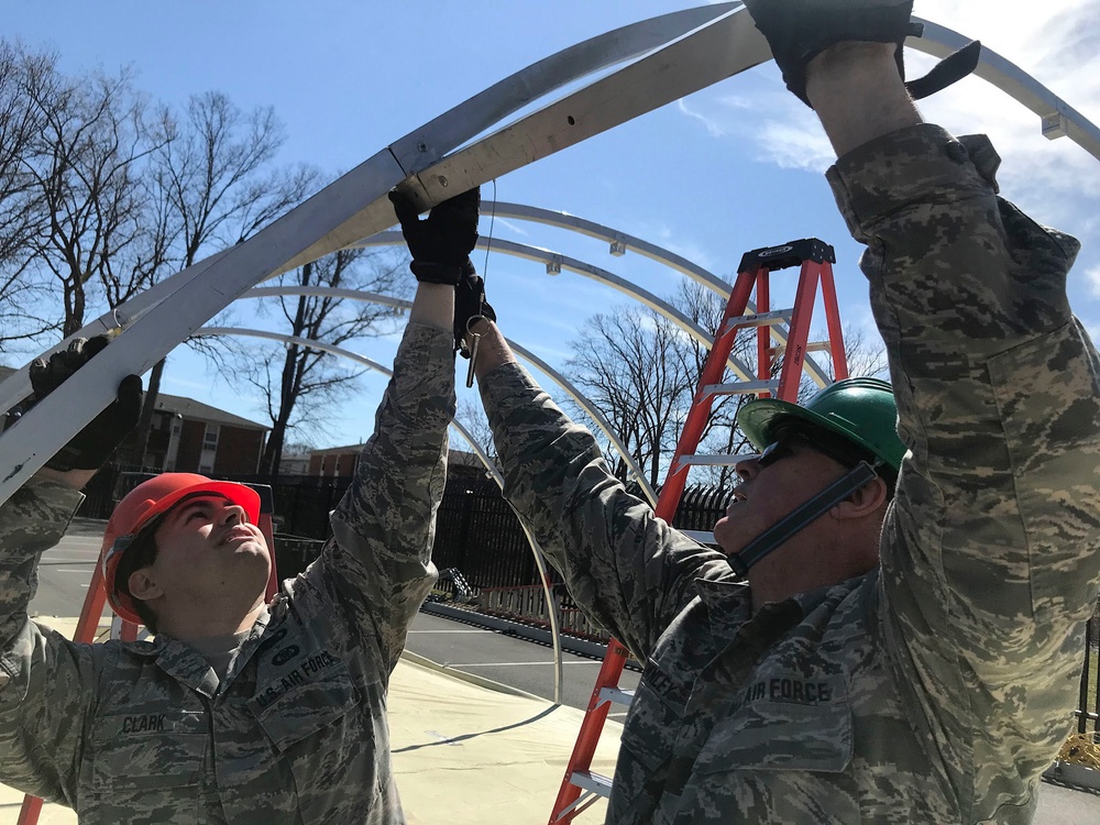 103rd Air Control Squadron builds COVID-19 testing tent