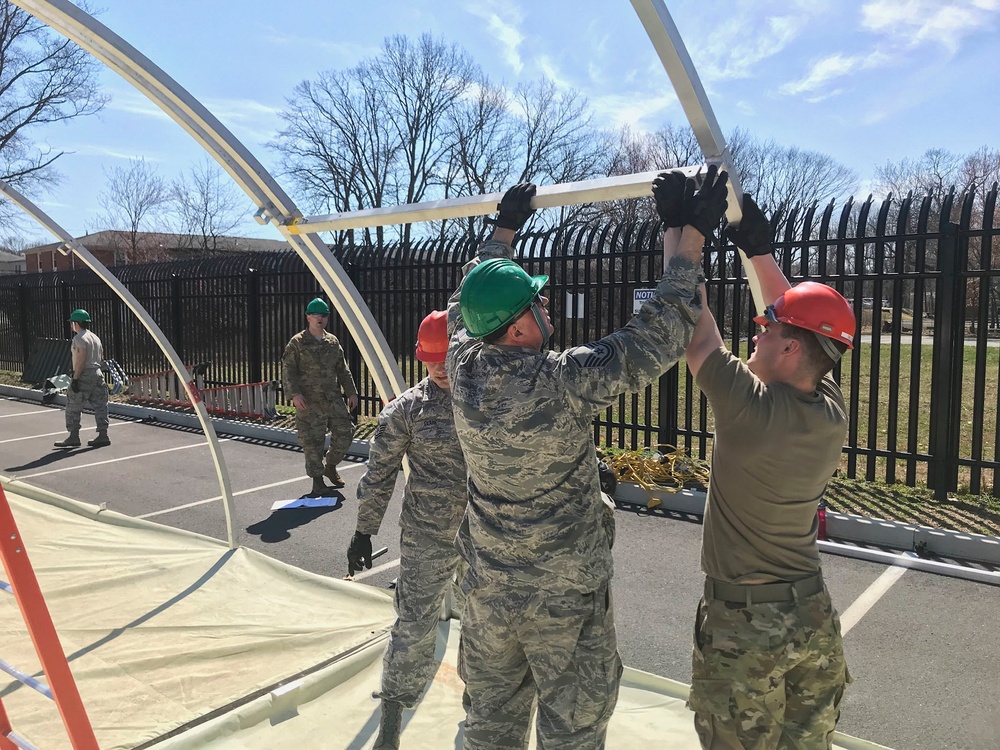 103rd Air Control Squadron builds COVID-19 testing tent