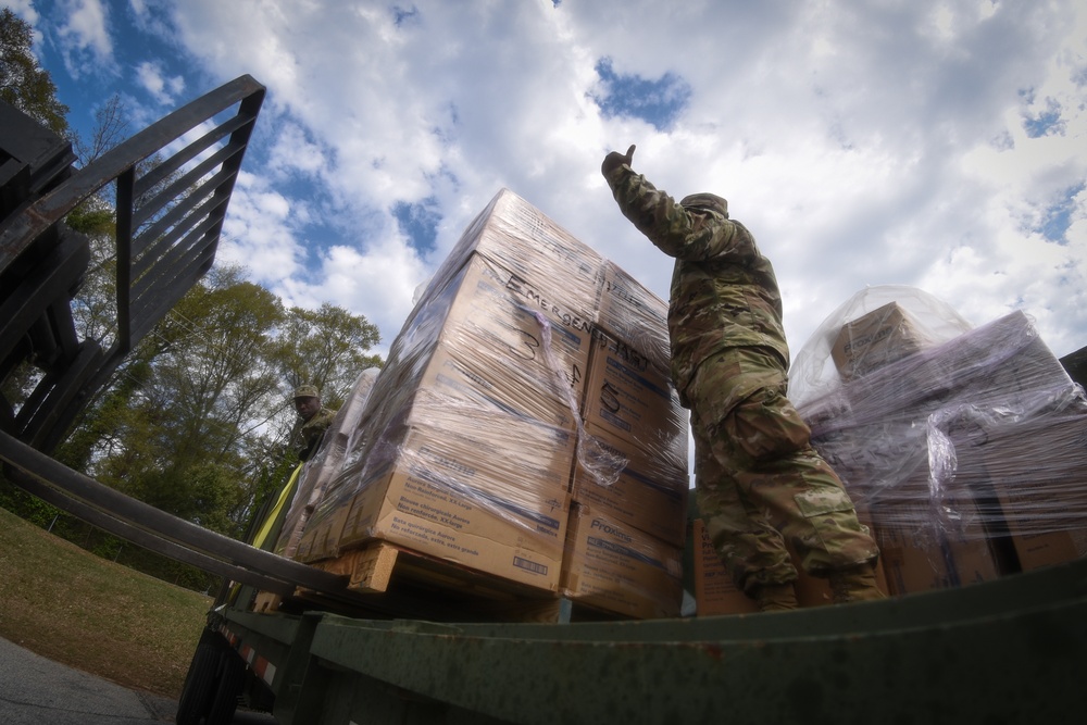 South Carolina National Guard transports supplies in support of South Carolina COVID-19 response efforts