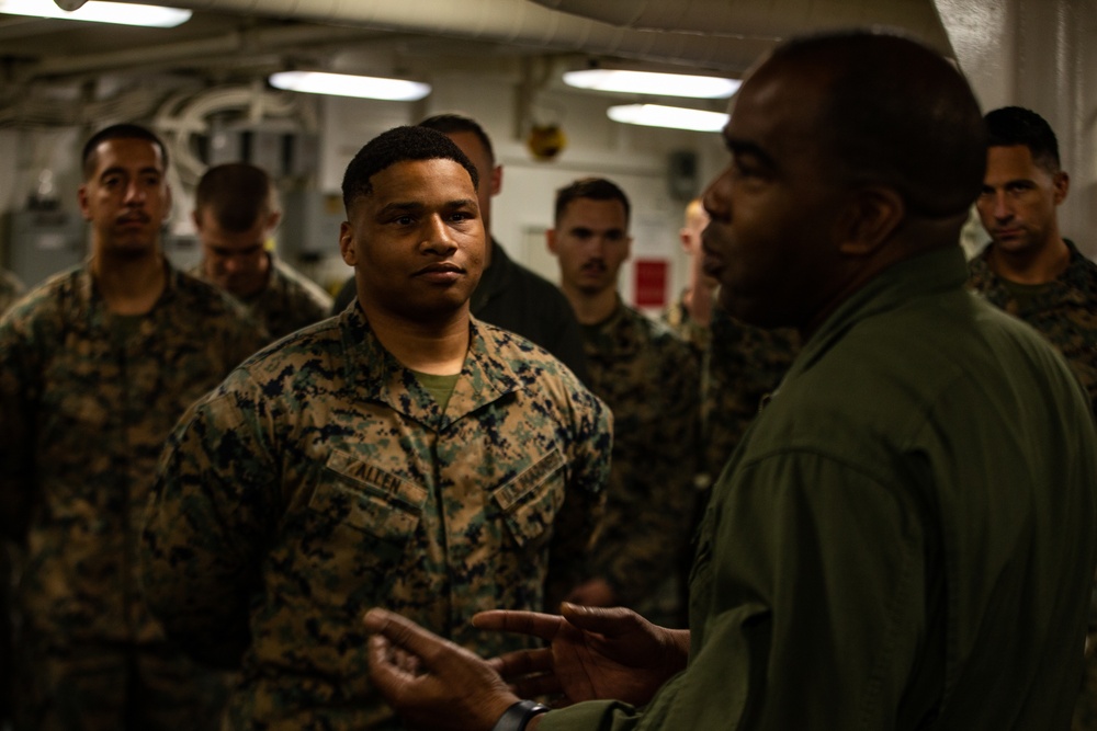 31st MEU Marines awarded by MEU commander aboard USS America