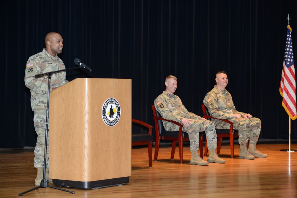 Command Sgt. Maj. Griffin addresses attendees/viewers