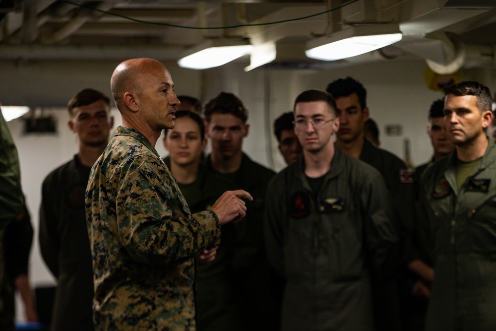 31st MEU Marines awarded by MEU commander aboard USS America