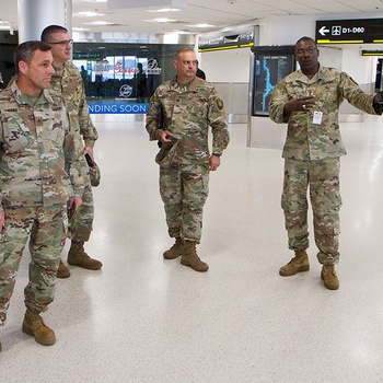 Florida ATAG checks on Guard soldiers conducting anti-Coronavirus operations at South Florida airports