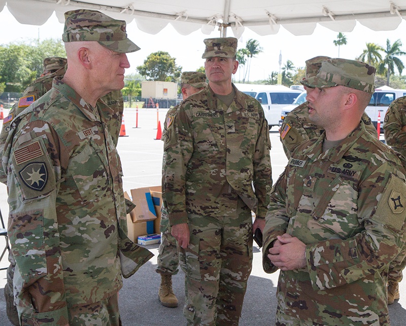 Florida Adjutant General visits soldiers supporting COVID-19 Community Based Testing Site in South Florida