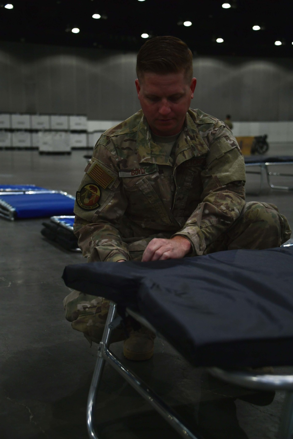 146th Airlift Wing assists in assembling federal medical stations at Los Angeles Convention Center
