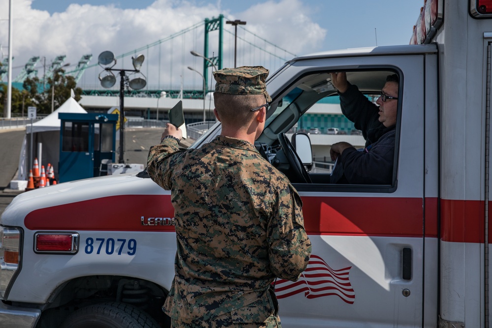 U.S. Marines support USNS Mercy (T-AH 19) COVID-19 Response