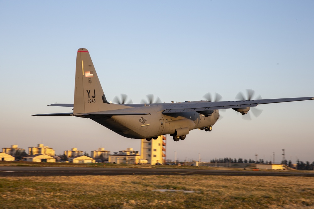 Yokota conducts the first C-130J assault landing on Taxiway Foxtrot