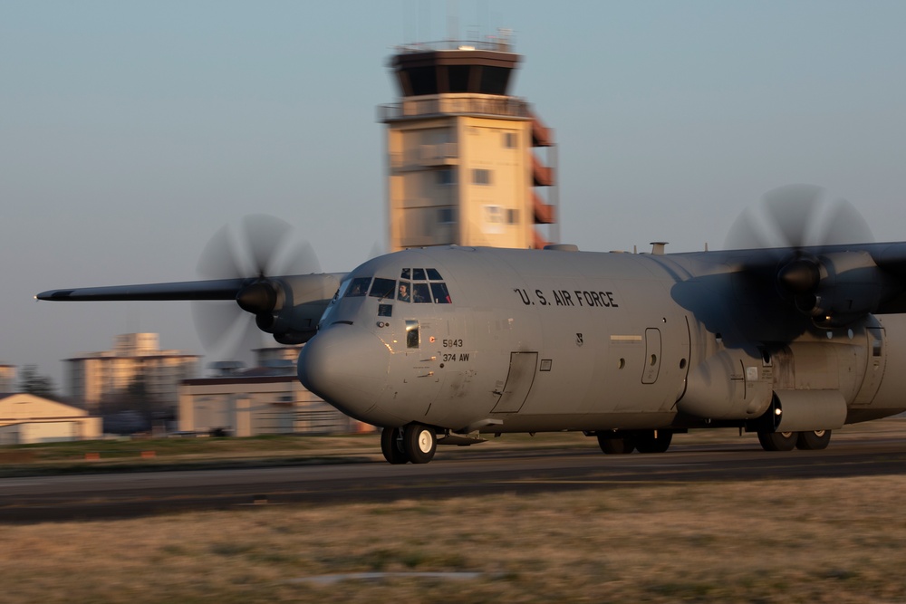 Yokota conducts the first C-130J assault landing on Taxiway Foxtrot