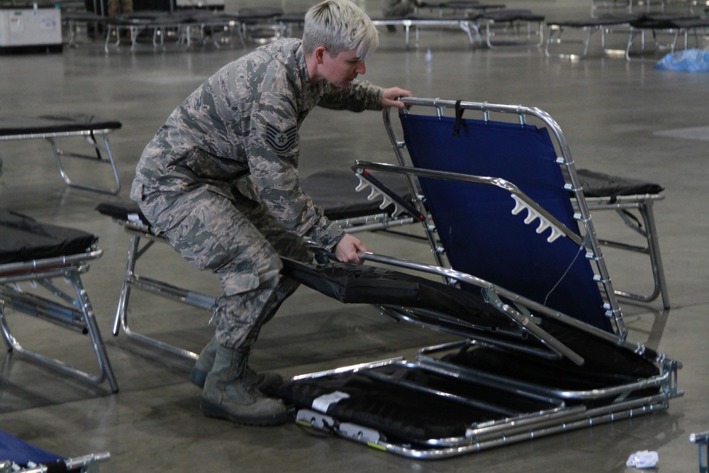 Airmen with the 146th Airlift Wing set up a federal medical station to aid COVID-19 response in Los Angeles