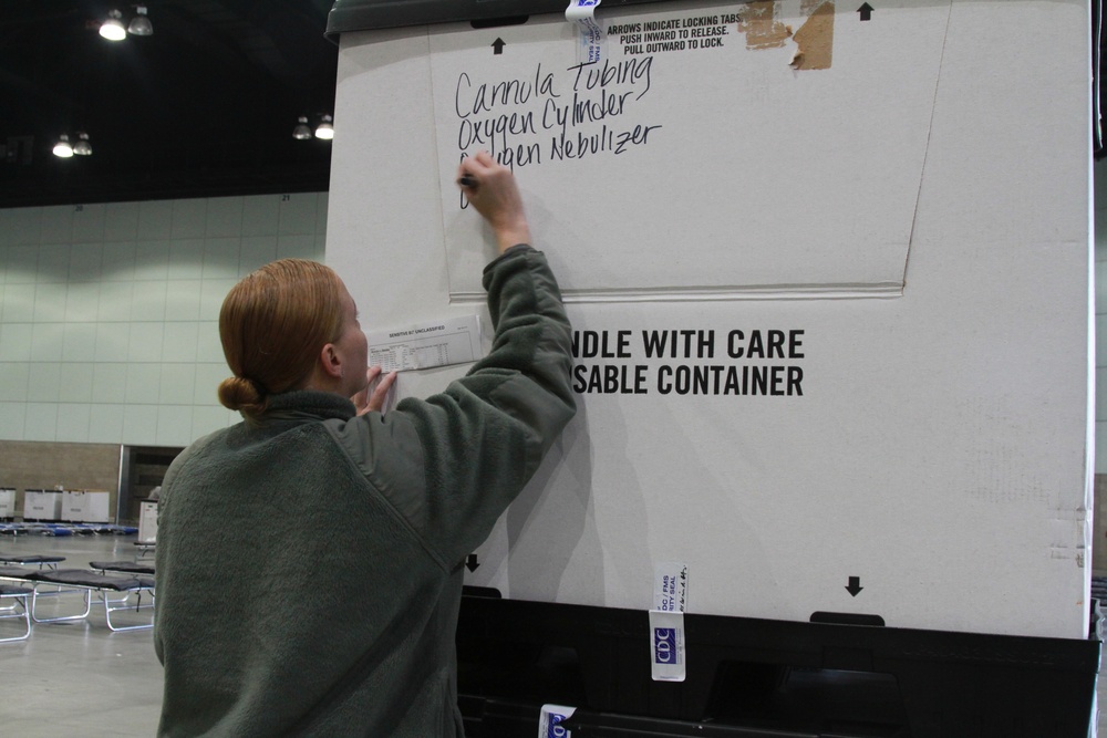 Airmen with the 146th Airlift Wing set up a federal medical station to aid COVID-19 response in Los Angeles