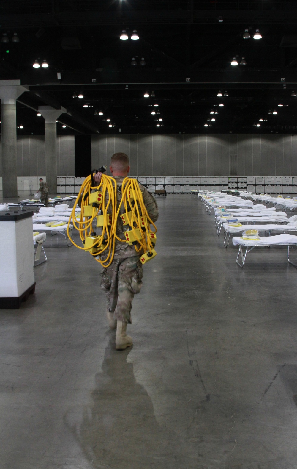 Airmen with the 146th Airlift Wing set up a federal medical station to aid COVID-19 response in Los Angeles