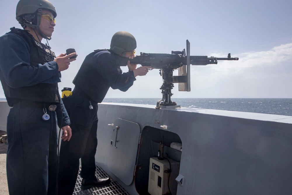 Sailors take part in gunnery exercise