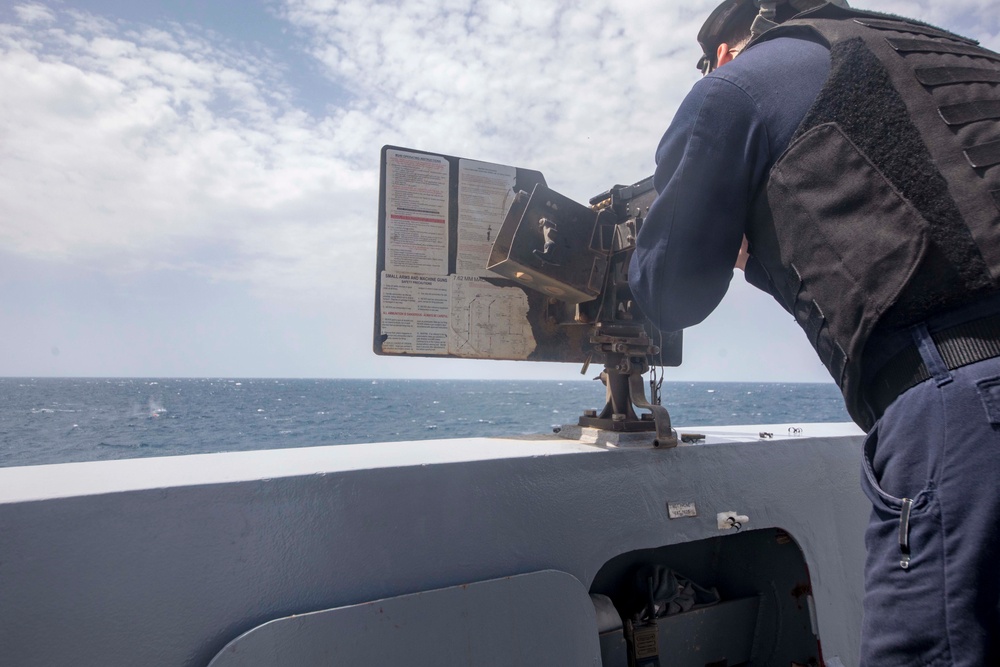 Sailors take part in gunnery exercise