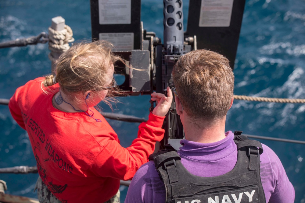 Sailors take part in gunnery exercise